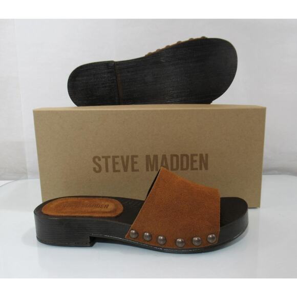 Steve Madden Cento Slide Sandals Chestnut Brown Suede Made in Italy - Picture 8 of 8